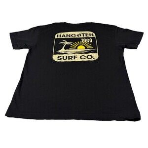 Hang Ten Surf Co T-Shirt Mens Large Black Graphic 1960 Logo Short Sleeve Cotton